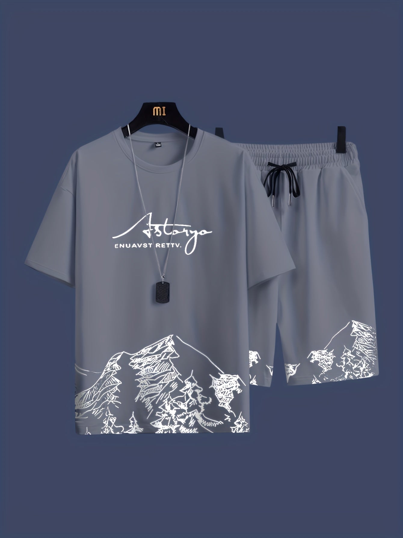 Men's Casual 2pcs Set: Crew Neck Short Sleeve T-Shirt & Drawstring Shorts - Breathable Polyester, Summer Fashion
