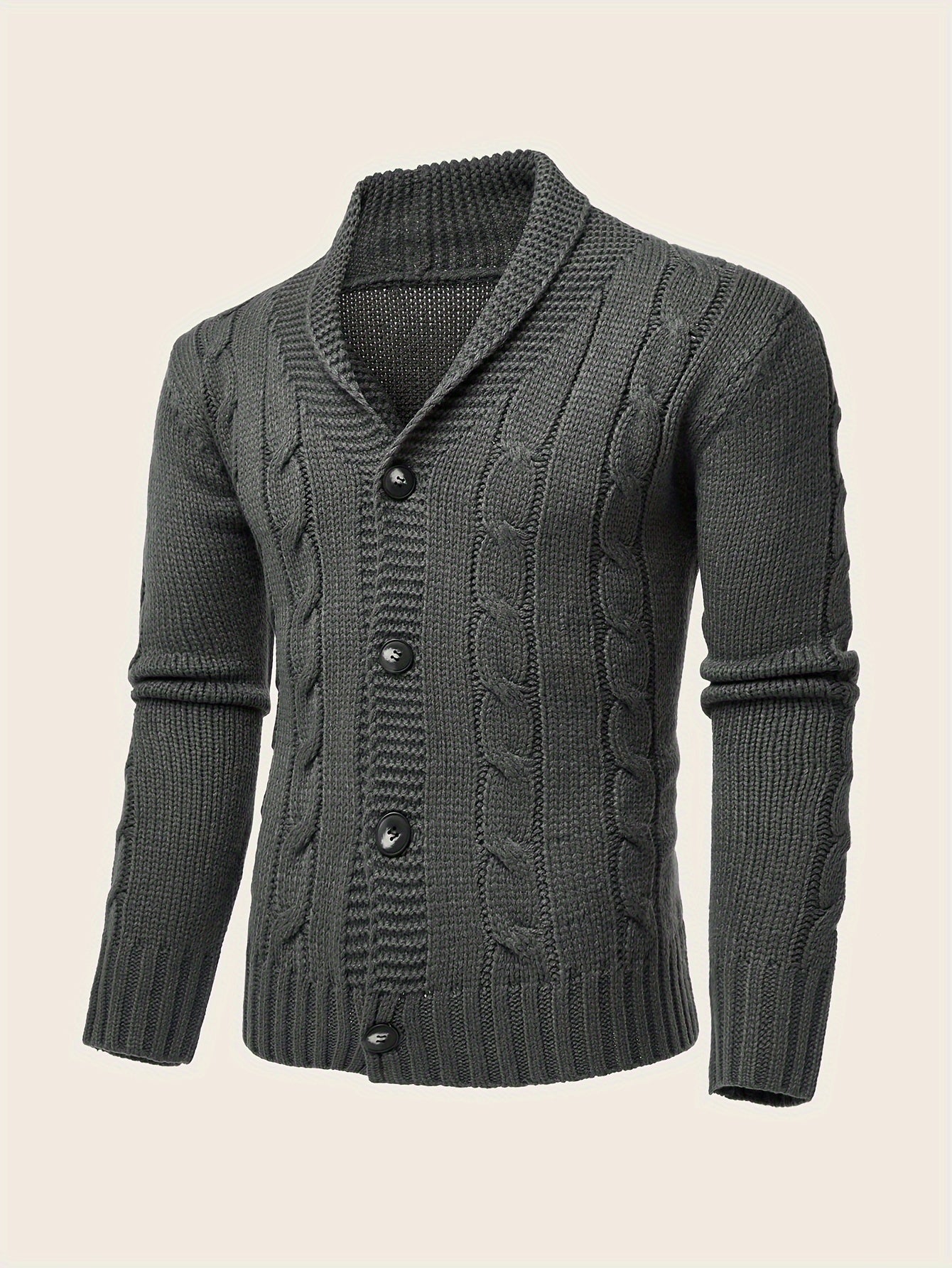 Men's Casual Knit Cardigan | Olive Green Acrylic Sweater | V-Neck with Button Closure | Textured Cable Knit Design | Machine Washable | Ideal for Autumn/Winter, Knit Sweater
