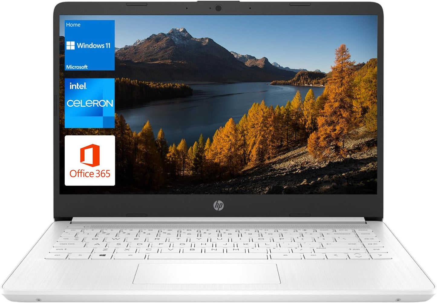 HP Portable Laptop, Student and Business, 14" HD Display, Intel Quad-Core N4120, 8GB DDR4 RAM, 64GB Emmc, 1 Year Office 365, Webcam, RJ-45, HDMI, Wi-Fi, Windows 11 Home, Silver