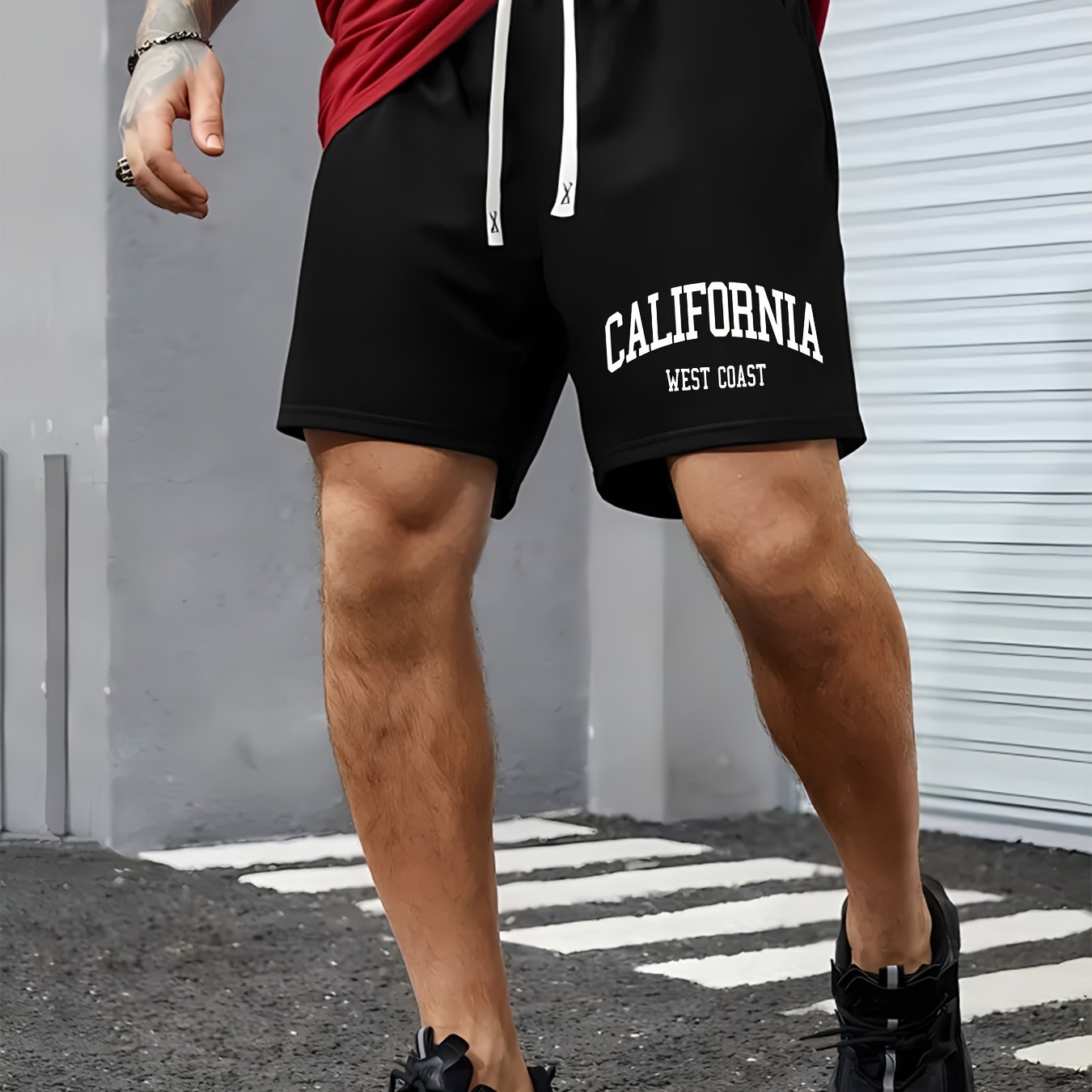 Men's Fashion Print Drawstring Shorts - Casual Summer Wear with Pockets, Breathable Polyester Blend, Machine Washable