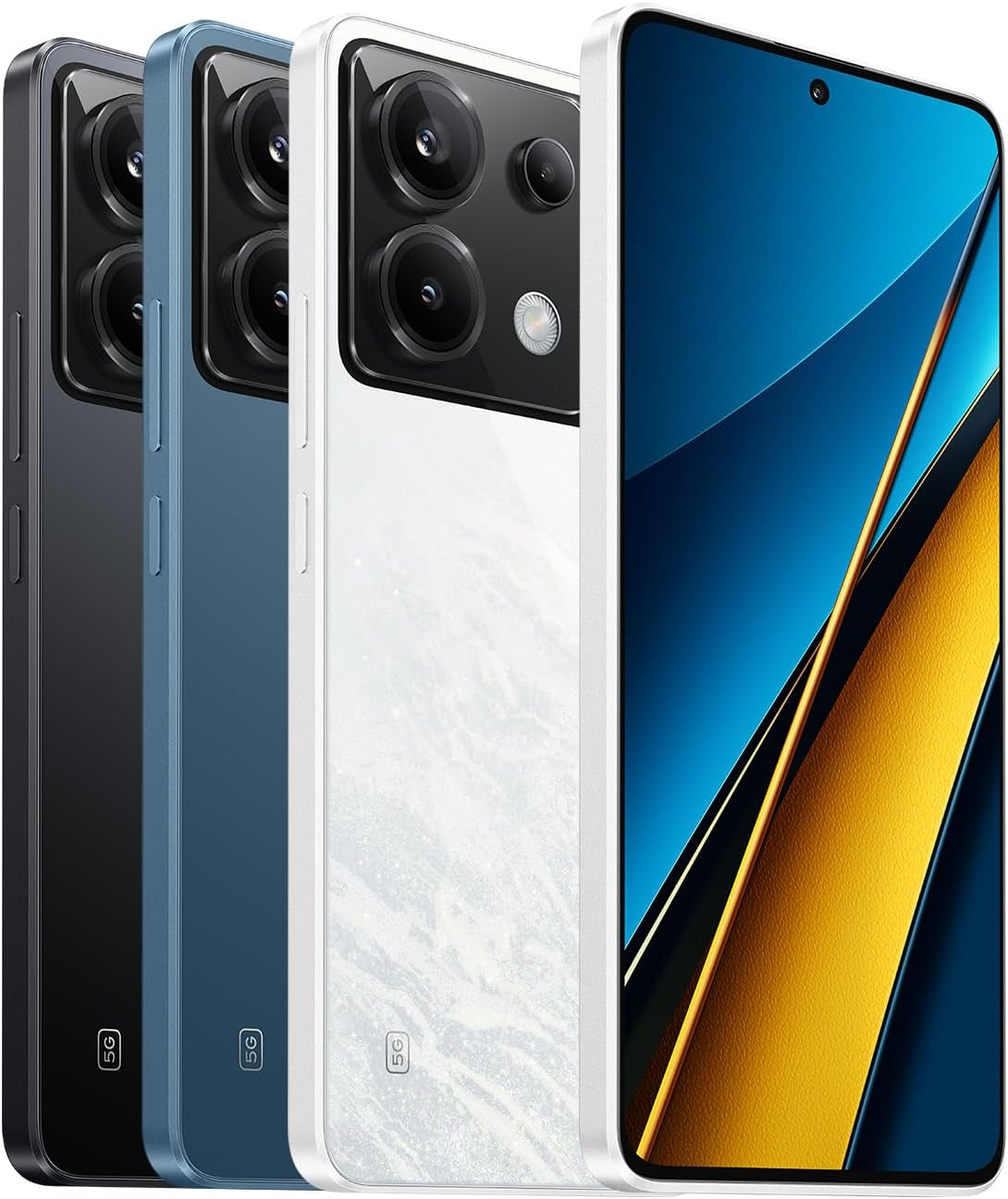 Xiaomi Poco X6 5G + 4G LTE Global Unlocked (256GB + 12GB) GSM 6.67" 64MP Triple Camera (Tmobile Mint Tello Global) + (Car Fast Car Dual Charger Bundle) (White Global ROM)