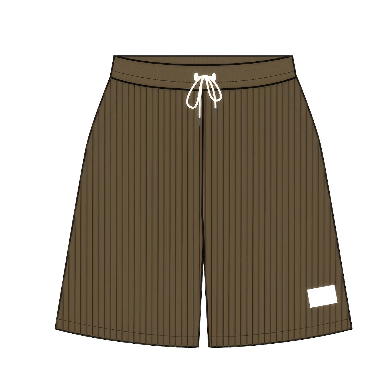 Men's Casual Corduroy Shorts with Drawstring Waist, Side Pockets, and "California" Print - Black, Polyester, All-Season Wear for Outdoor Activities