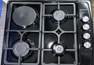 Համակցված սալօջախ KUMTEL KO-412BF Black — 3 գազ + 1 էլեկտրական