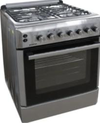 Գազօջախ համակցված ջեռոցով KUMTEL LF60-GEF40F BLACK/INOX — 4 գազային այրիչ