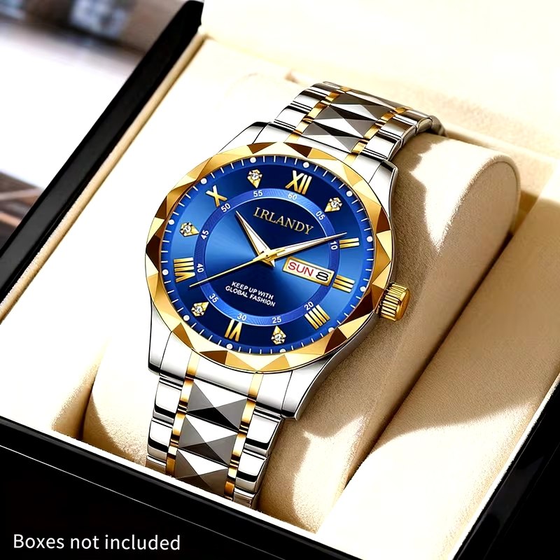Irlandy Luxury Wristwatch – Blue Dial Silver & Gold Design - ayq