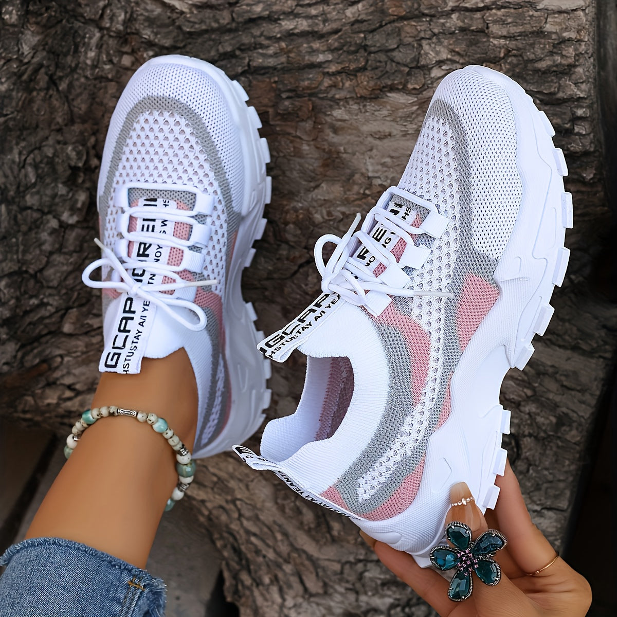 Women's Low-Top Breathable Tennis Sneakers with Cushioned Sole