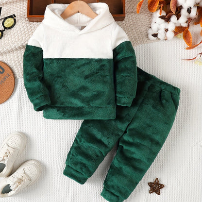 Boys' Cozy Fleece Hoodie & Pants Set - Gray & White Geometric Pattern, Long Sleeve Pullover with Hood, Soft Knit Fabric, Perfect for Fall & Winter, Casual Style, Everyday Comfort, Everyday Comfort Wear | Geometric Pattern Hoo