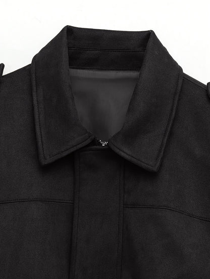 Կանացի վինտաժային բոմբեր բաճկոն - ազատ չափի երկար թևքով, կայծակաճարմանդով և իջեցված ուսերով, շագանակագույն առօրյա վերնազգեստ աշուն/ձմեռ համար, չձգվող գործվածք, իդեալական է առօրյա հագուստի համար, աշուն-ձմեռ բաճկոն | Վինտաժային բոմբեր ոճ | Zipp