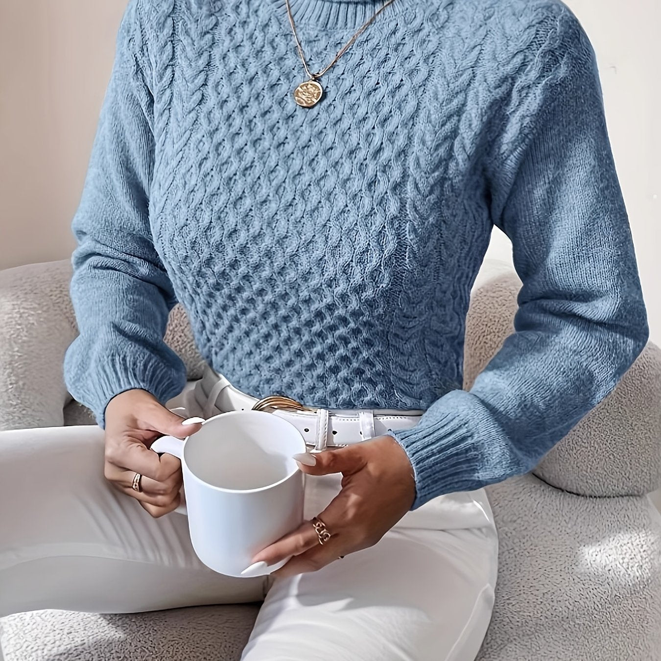 Women's High Neck Twisted Sweater