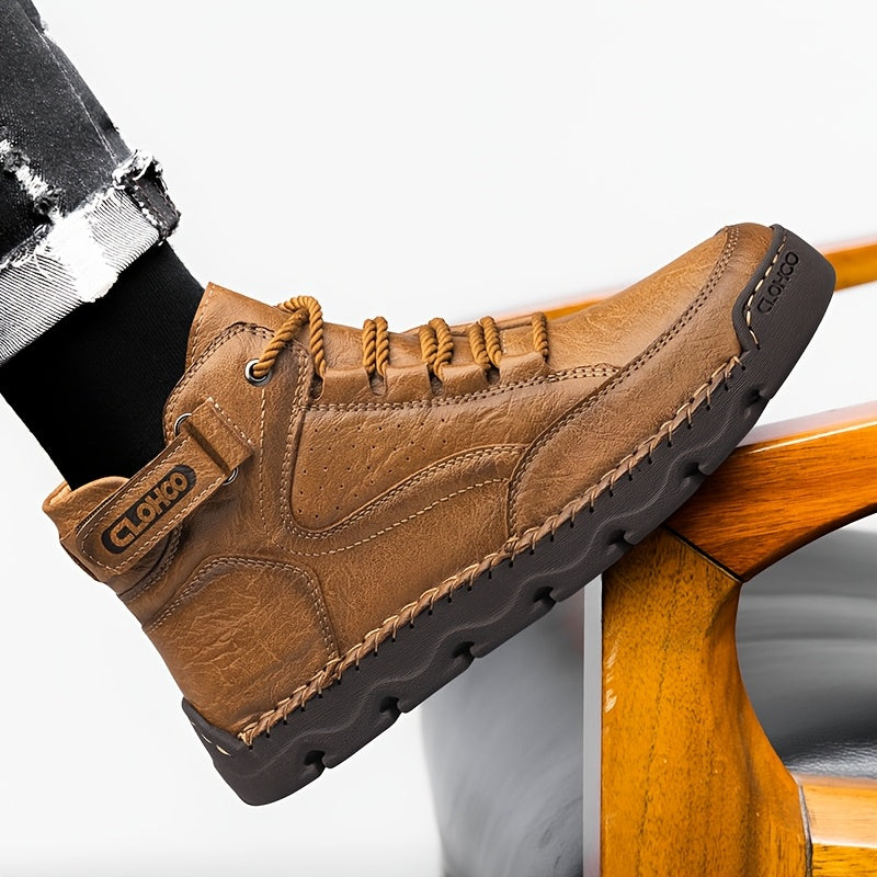 Men's Business Casual High-Top Boots with Rubber Sole