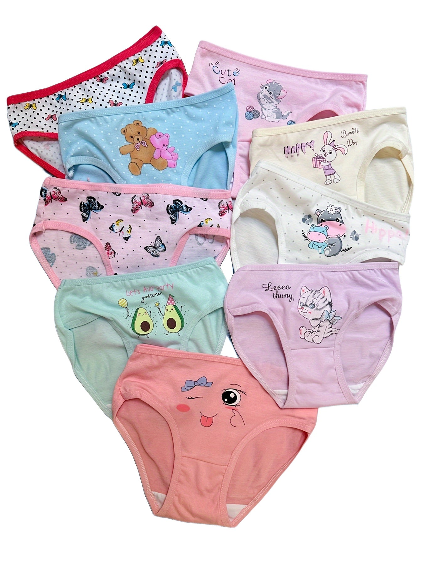 Girls' Cotton Blend Triangle Briefs 4-Pack with Cute Prints