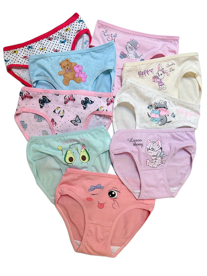 Girls' Cotton Blend Triangle Briefs 4-Pack with Cute Prints