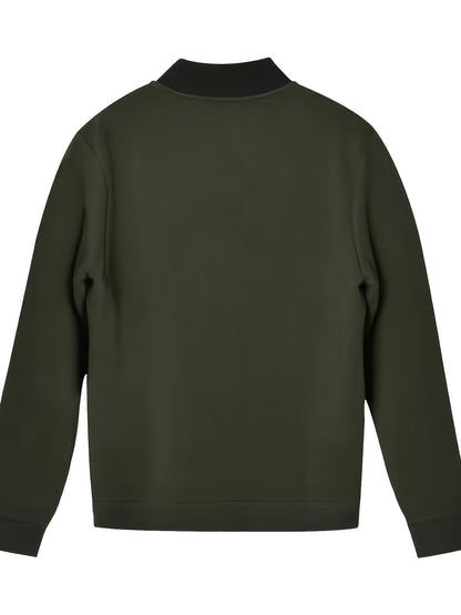 Men's Lightweight Stand Collar Jacket - Olive Green Softshell Zipper Jacket with Pockets, Regular Fit for Spring/Fall Hiking & Casual Outdoor Wear, Hiking Accessories