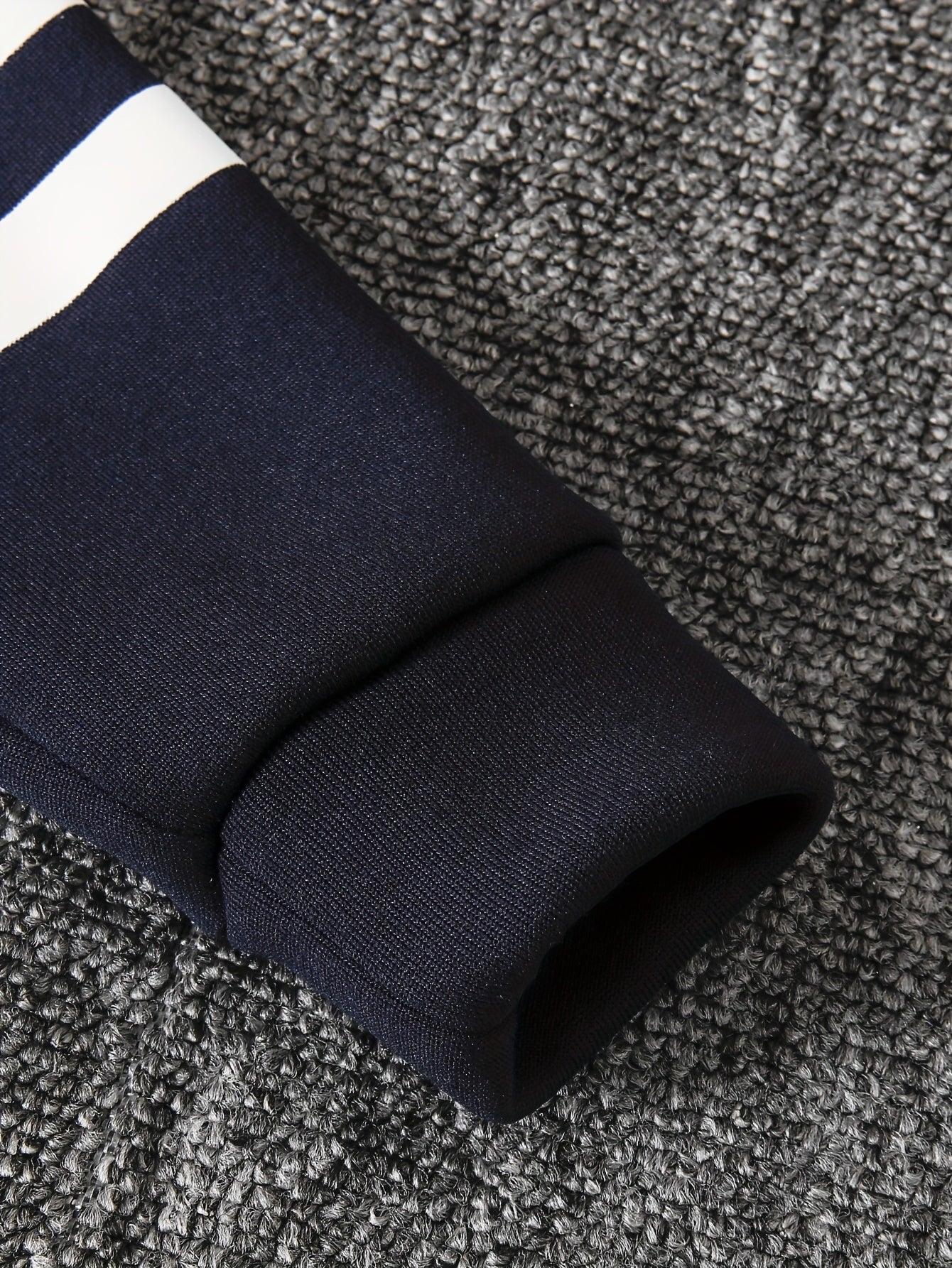 DONABEBE Boys' 2pcs Winter Hooded Jacket & Pants Set - Navy Blue/White Striped Full-Zip Thick Warm Outfit, Casual Playwear & Everyday Outfits for Boys, Easy Care, Perfect for Outdoor, Winter Jacket And Pants For Boys, Winter