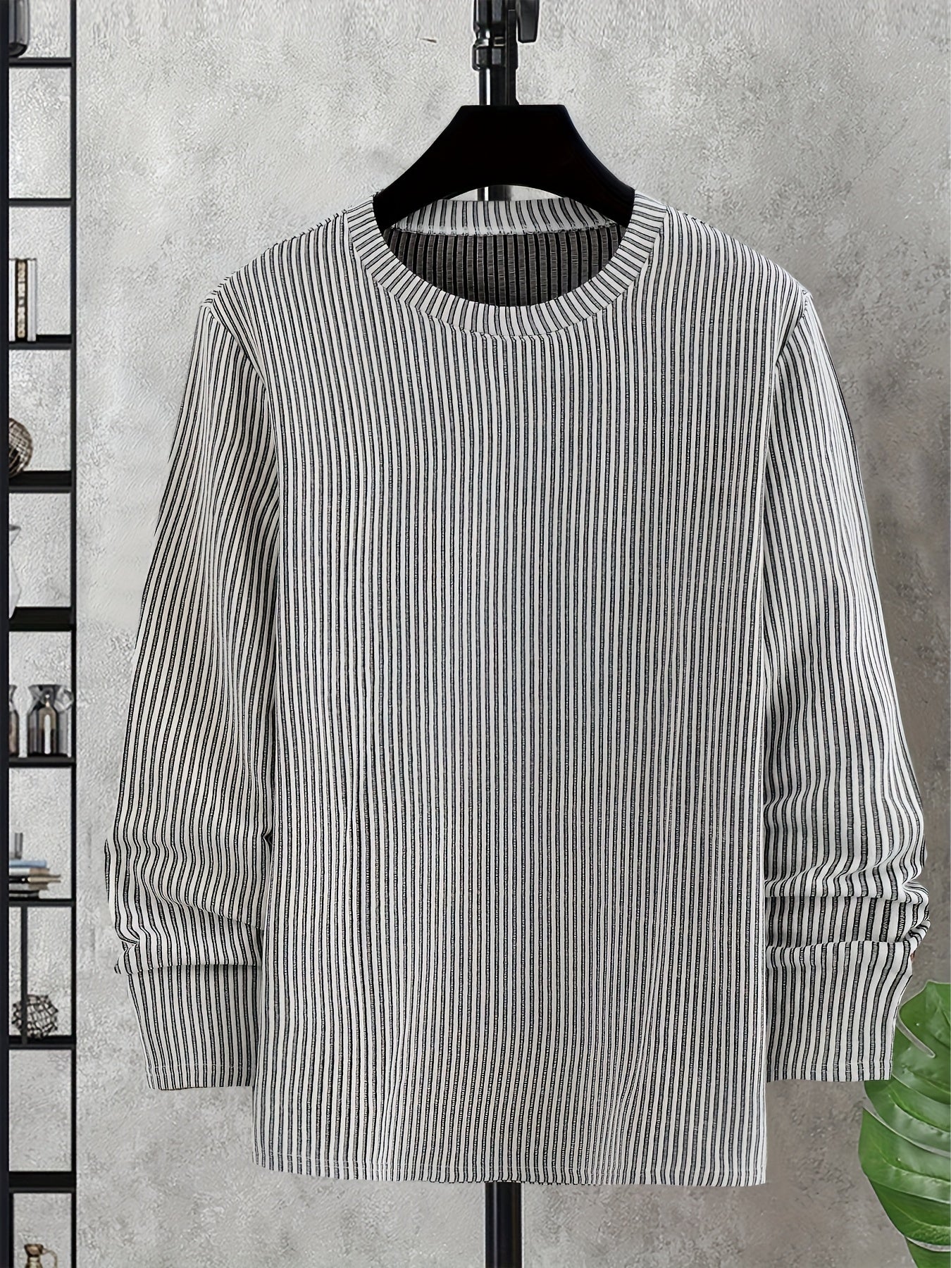 Տղամարդկանց ամենօրյա տրիկոտաժե սվիտեր՝ գարուն/աշուն, կլոր վզով, կողային նախշով վերնազգեստ