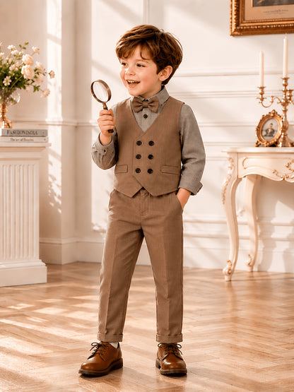 Boys' British Style Houndstooth Suit Set for Parties