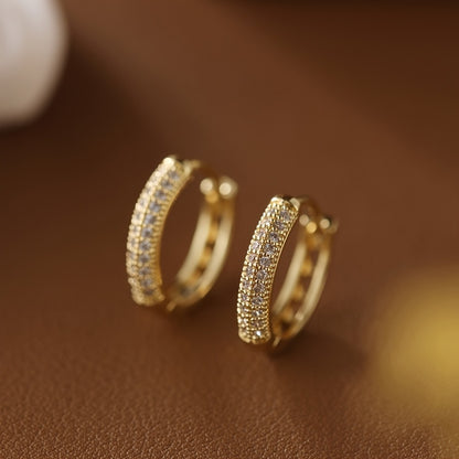 Elegant Circular Luxury Earrings with Glass Inlay for Women