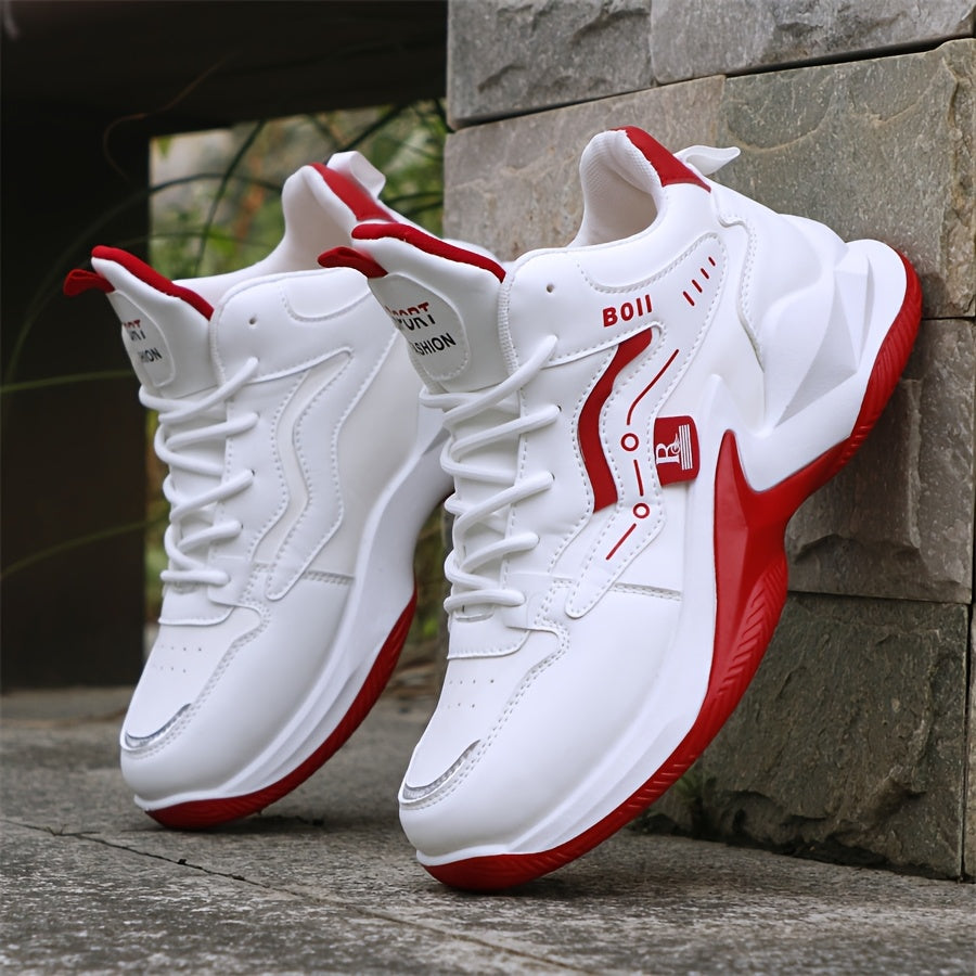 Men's high-top casual sports shoes fashion outdoor walking shoes for road running; lace-up wear-resistant versatile - ayq