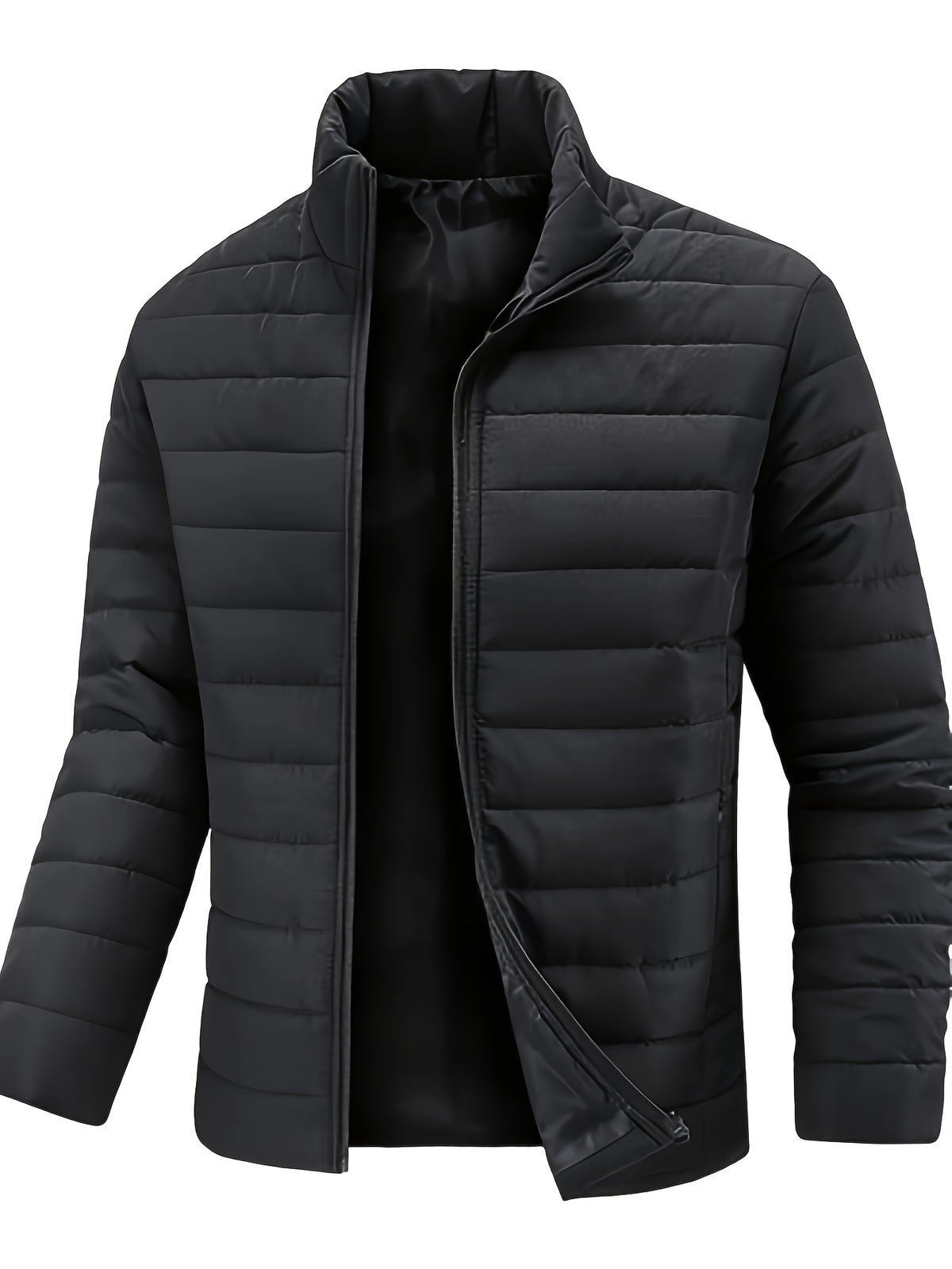 Men's Winter Warm Windproof Jacket with Stand Collar and Zippered Pock