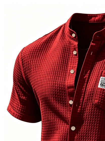 Men's Summer Waffle Knit Shirt & Shorts Set - Casual Sporty Style