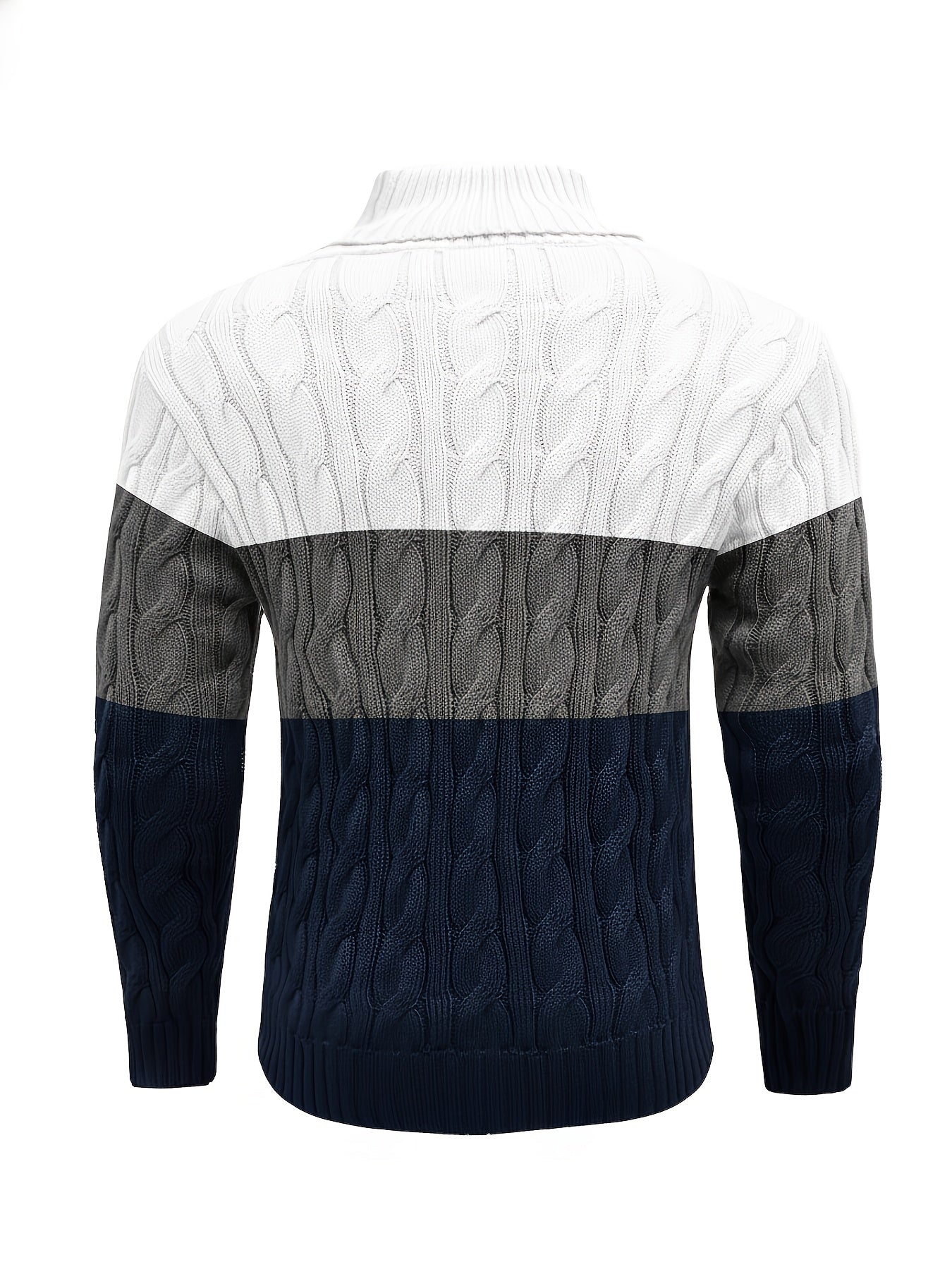 Men's Business Style Color-Block Sweater, Fashionable Trendy Spliced Large Lapel Pullover, Versatile Button-Design Sweatshirt