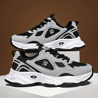 Men'S 2025 New Fashionable Low-Top Sneakers with Thick Sole - Non-Slip, Outdoor Casual Shoes for Teenagers and Young Adults, White and Golden Accents, All-Season Comfort, Casual Footwear   Modern Sneaker Design   Rubber Base