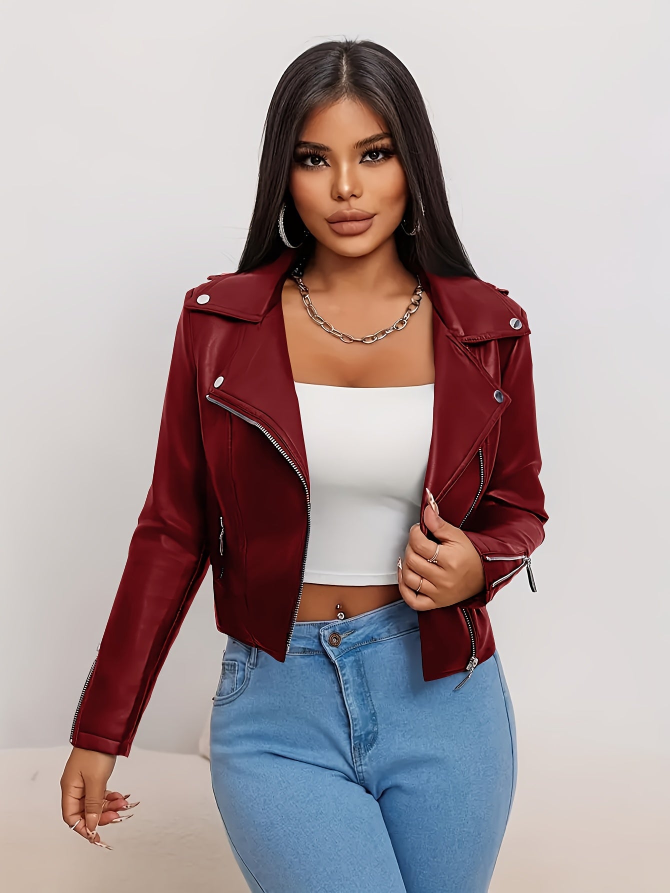 Polyester Sports Square Neck Short Length Long Sleeve Zipper Placket H Fit Conventional Jacket for Spring/Fall