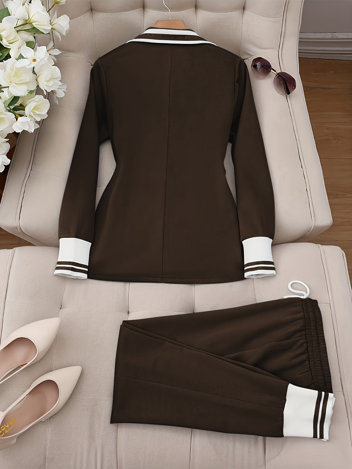 Elegant Solid Color Street Suit and Pants Set for Adults - ayq