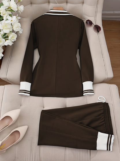 Elegant Solid Color Street Suit and Pants Set for Adults - ayq