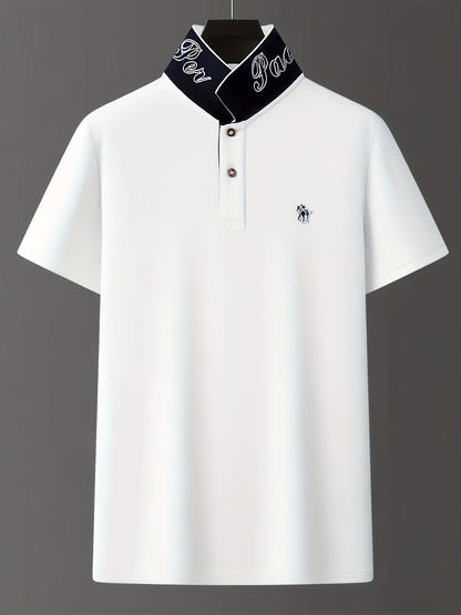 Men'S Stylish Short-Sleeve Polo Shirt Featuring a Contrasting Ribbed Collar And Exquisite, a Timeless And Versatile Choice - ayq