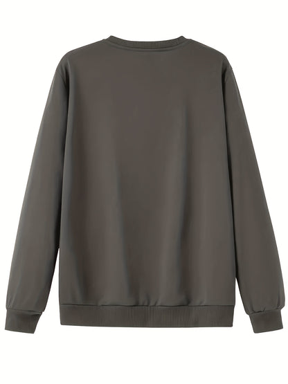 Men'S Happy New Year Sweatshirt - Light Grey with Orange Lettering - Regular Fit Crewneck Pullover for New Year'S Eve, NYE Parties & Casual Attire - Non-Permanent Celebration Sweater for Everyday & Special Occasions, New Year