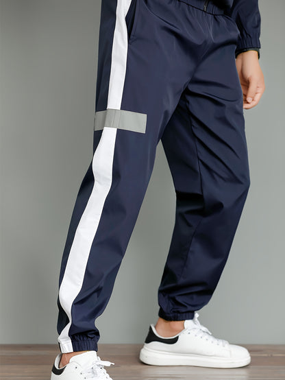 Men's Casual Polyester Jacket and Joggers Set for Spring & Fall