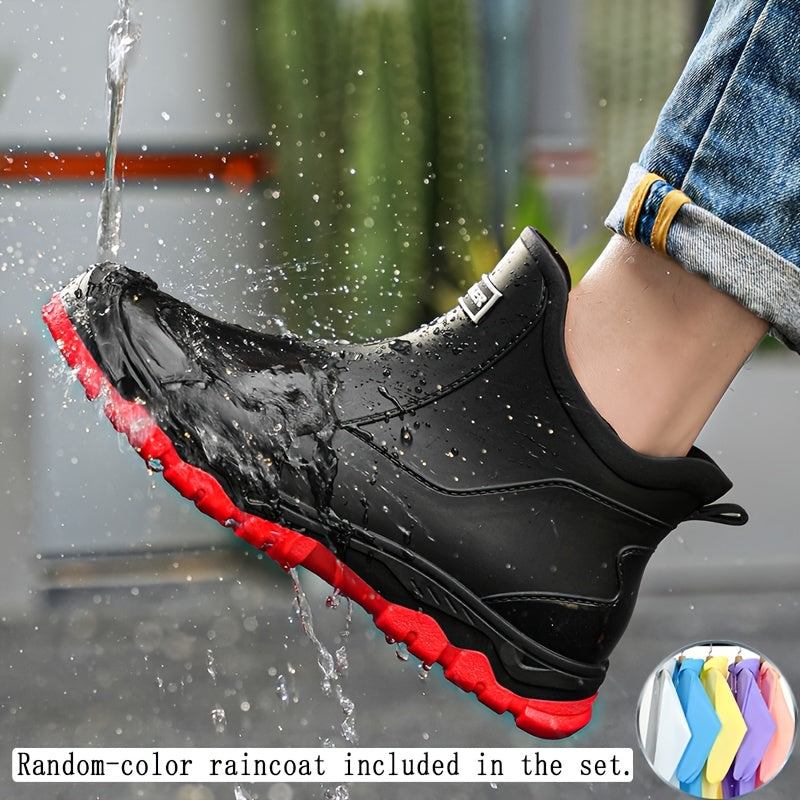 Men's High-Top PU Rain Boots for Outdoor Walking