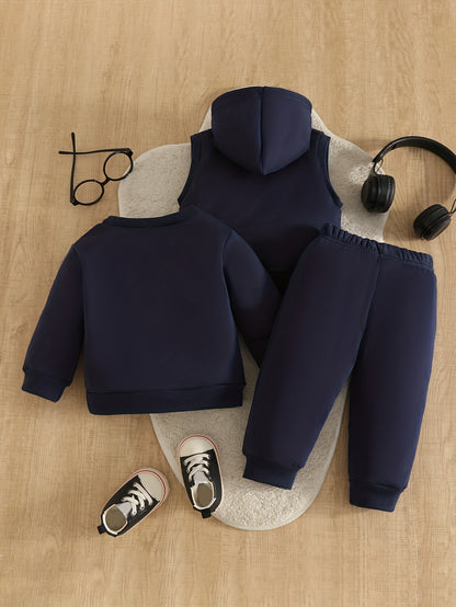 Toddler Boys 3-Piece Fall/Winter Pullover Set with Vest