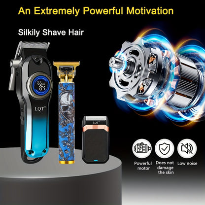 LQT 1pc/2pcs/3Ppcs Electric Hair Clipper Set/Designed for Men/Unique Graffiti Style/Men'S Grooming Kit/Beard Trimmer And Razor/Portable Home Hairdressing Tool/Men'S Gift/Father'S Day/Birthday Gift/Christmas Gift