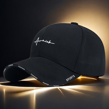 Men'S Casual Fashion Baseball Cap, 100% Polyester, Soft Breathable Mesh, Alphabet Pattern, with Hand Washable, for Sun Protection Running Sports Hat