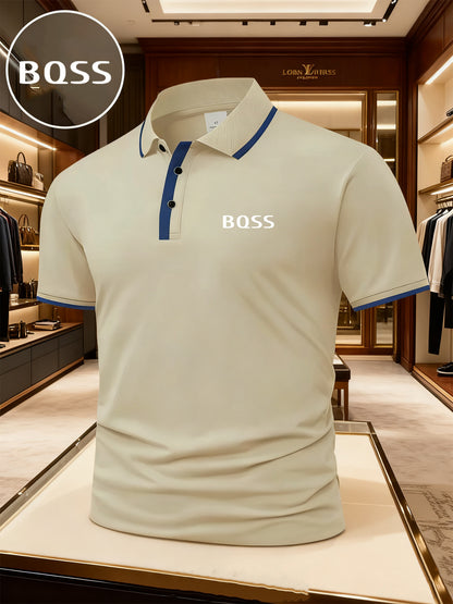 Men'S New Short Sleeve Polo Shirt With Bqss Letter Design | Casual And Business Style, Suitable For Various Occasions, Unisex, Ideal As A Gift - ayq