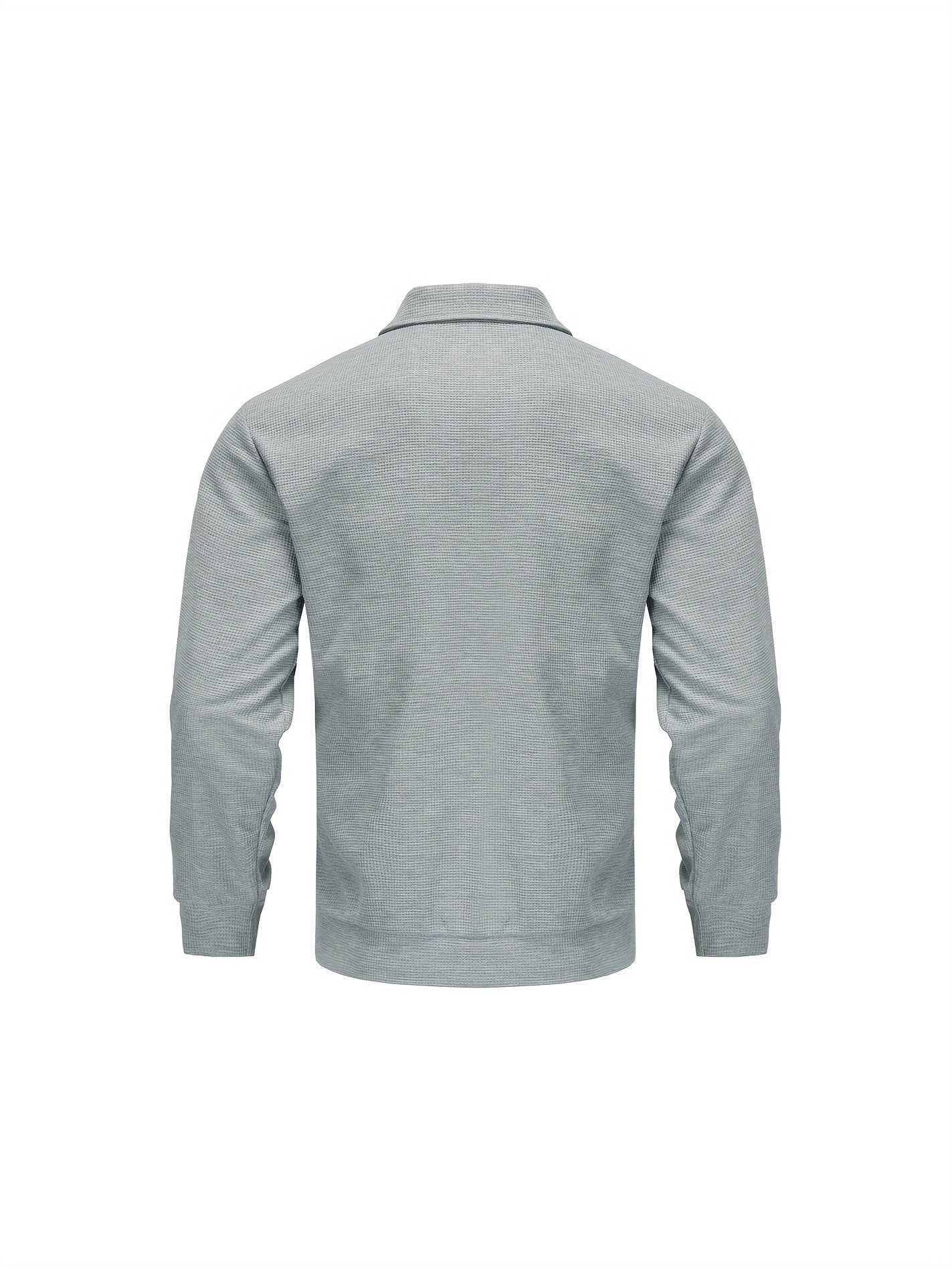 1pc Men'S Casual Polyester Zip-Up Jacket with Lapel Collar, Solid Color, Slight Stretch, Woven Fabric, Regular Fit, No Lining - Spring/Fall Outerwear