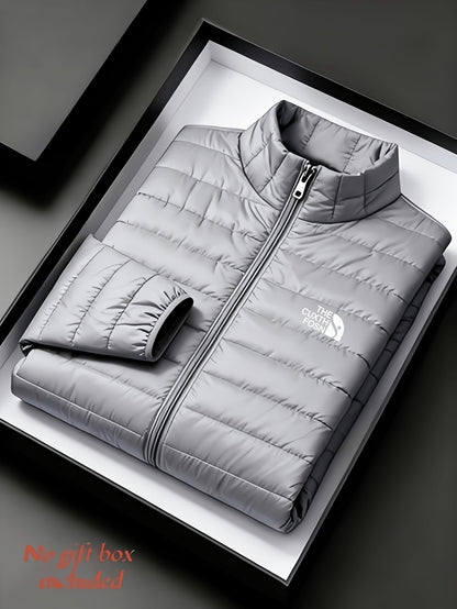 Men's Stand Collar Quilted Padded Coat Lightweight Warm Jacket