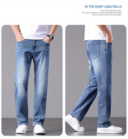Men'S Stretchy Long Pants, Stylish And Versatile, Slim Fit, Breathable, Trendy Denim Trousers for Spring And Summer.