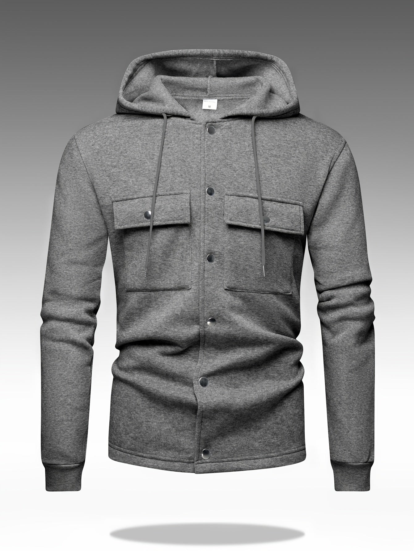 Men's Heavy-Duty Hooded Sweatshirt with Full-Zip Front & Utility Pockets - Olive Green Tactical-Style Outdoor Jacket, Long Sleeve Casual Pullover for Hiking, Camping, Casual Attire - Spring/Fall Layering Essential (Regular Fi