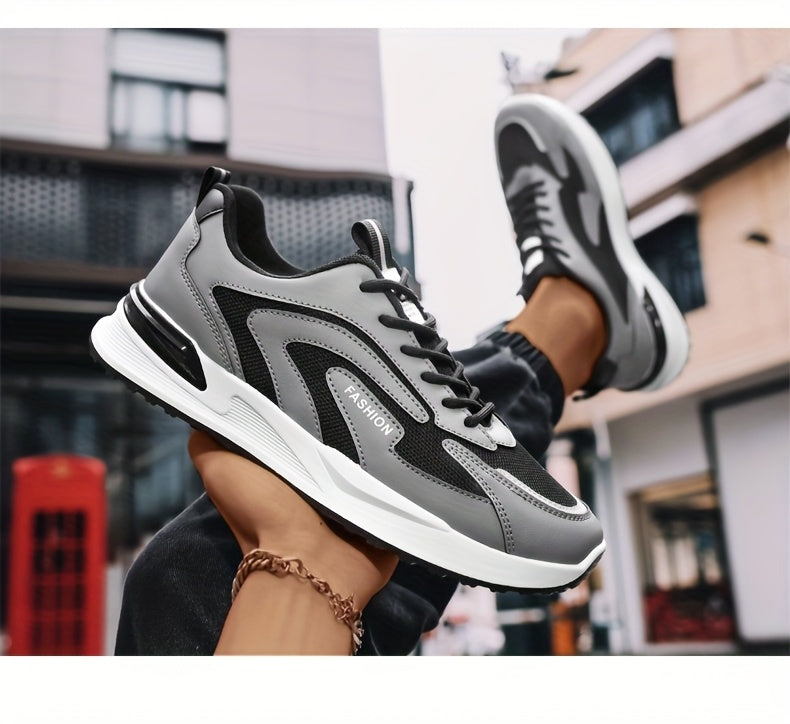 Men'S Plus Size Fashion Sneakers - Breathable Mesh Lace-Up Casual Shoes with Thick PVC Sole, Low-Top Design for All Seasons, Spring/Summer/Fall, Versatile Streetwear, Allseason Shoes | Minimalist Sneakers | Durable PVC Sol - ayq