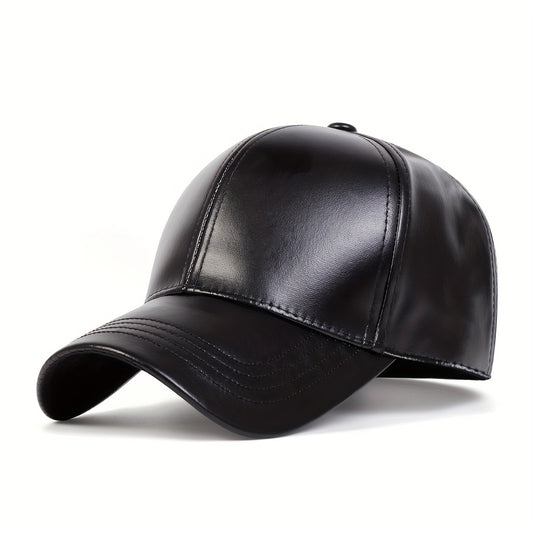 Men's PU Leather Baseball Cap Casual Adjustable Hat