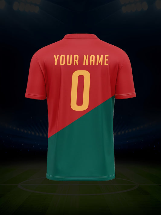 Personalized Portugal Football Jersey V-Neck Sports Top - ayq