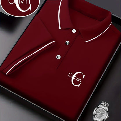 Men's Fashion Collared Shirt Calvin Print, Summer Suitable for Sports and Casual Outings - ayq