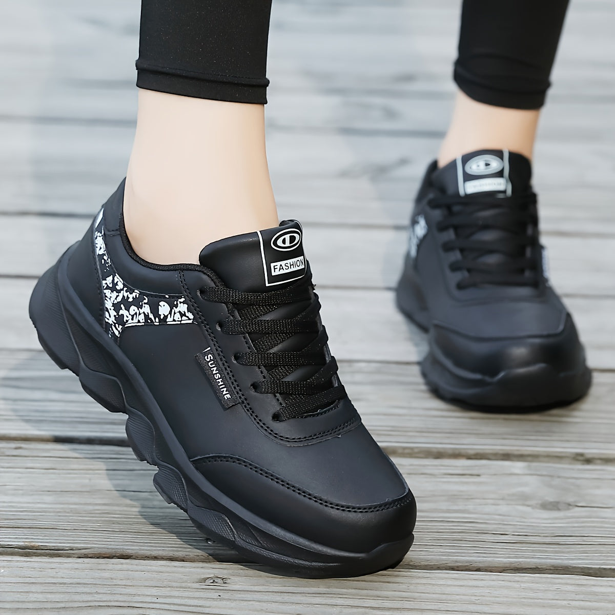Women's Waterproof Casual Sneakers - Lightweight, Fashionable Lace-Up Running Shoes with Soft MD Sole, Breathable Mesh Lining, and Floral Pattern - Perfect for Work, School, and Casual Attire, Ladies Sneakers