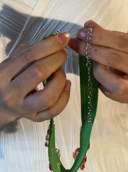 1pc Women's Glittering Candy Necklace with Lollipop & Lingerie Charm - Multicolor Party Necklace (Pink, Yellow, Red, Green, Clear) - Christmas Party Jewelry with Tassel & Heart/Star/Candy Cane Charms - Festive Statement Neckl