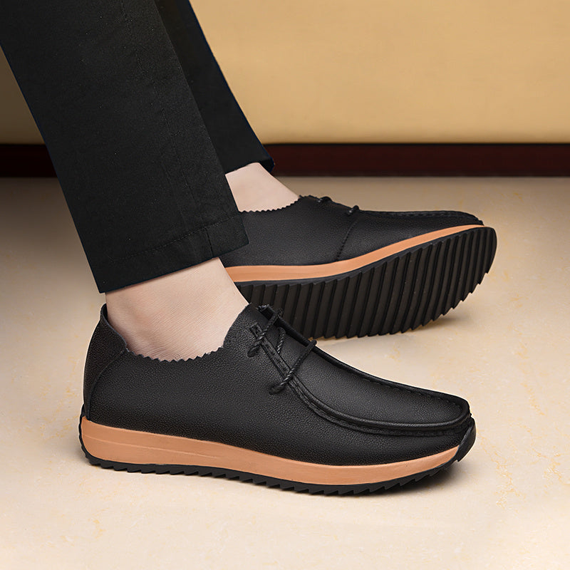 Men's Low-Top Oxford Shoes with Hidden Height Increase, Anti-Slip Sole