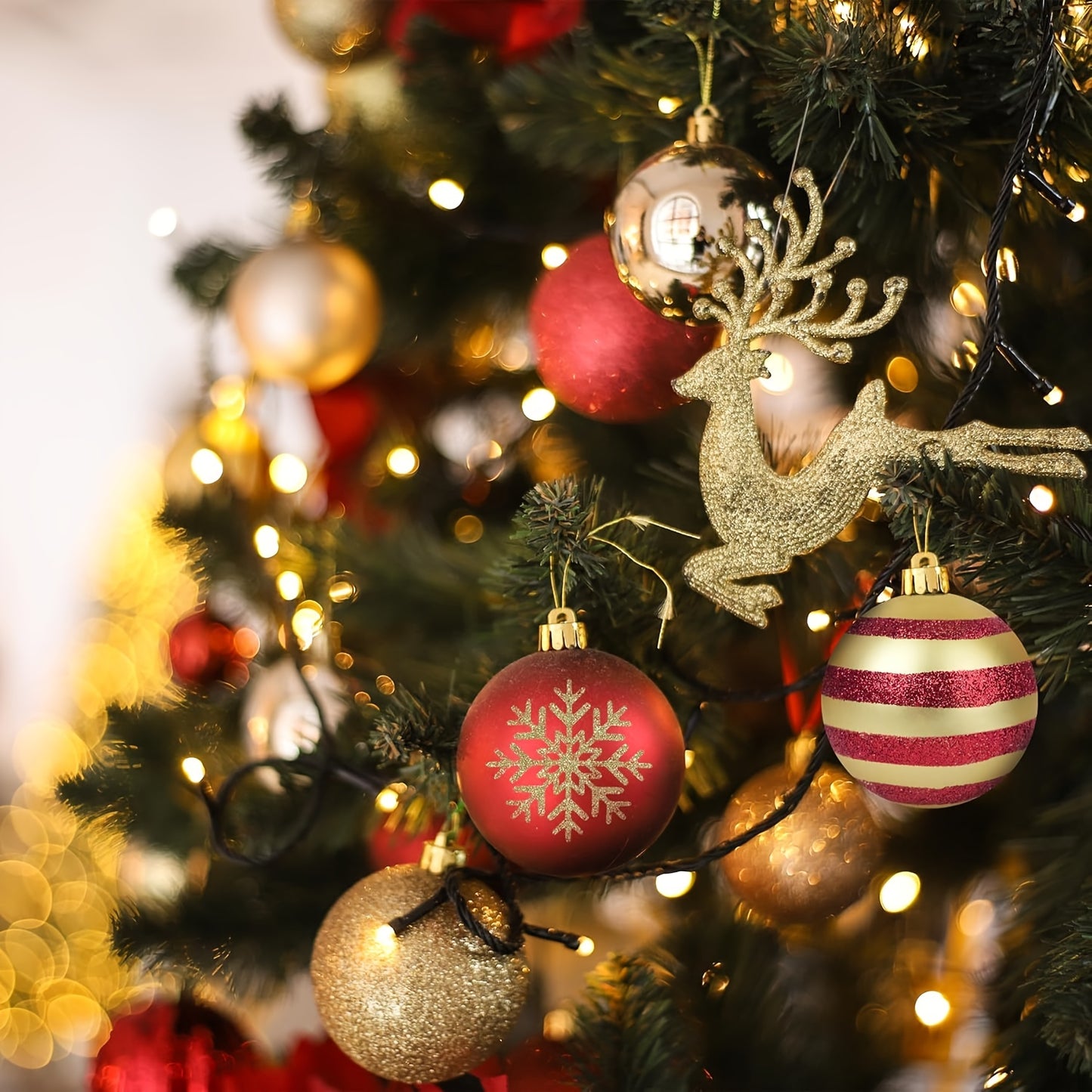 50pcs Christmas Ball Decorations, Christmas Tree Ornaments with Hand-Painted Snowflakes, Circles and Dots, Suitable for Christmas Wreaths, Christmas Trees, Happy Christmas Party Decorations, Christmas, New Year'S Day, Christm