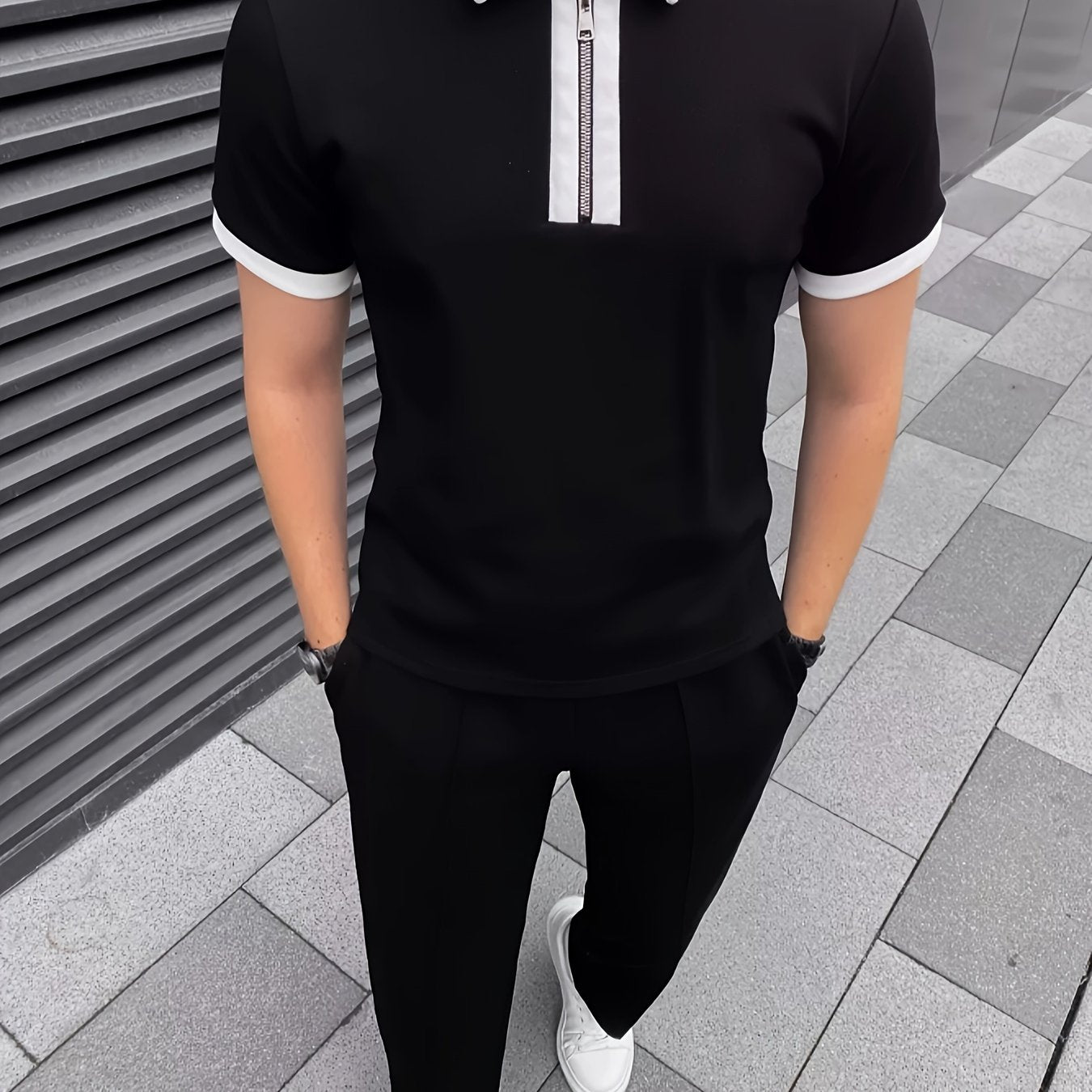 Men's Casual Two-Piece Set - Stretch Comfort Fabric - Suitable for Spring/Autumn Seasons - ayq